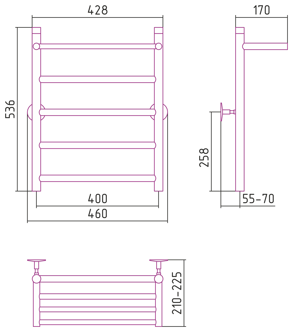 Полотенцесушитель водяной Стилье Универсал-54 600x400